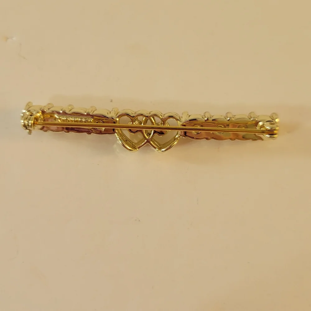 Sarah Coventry Bar Brooch Double Hearts